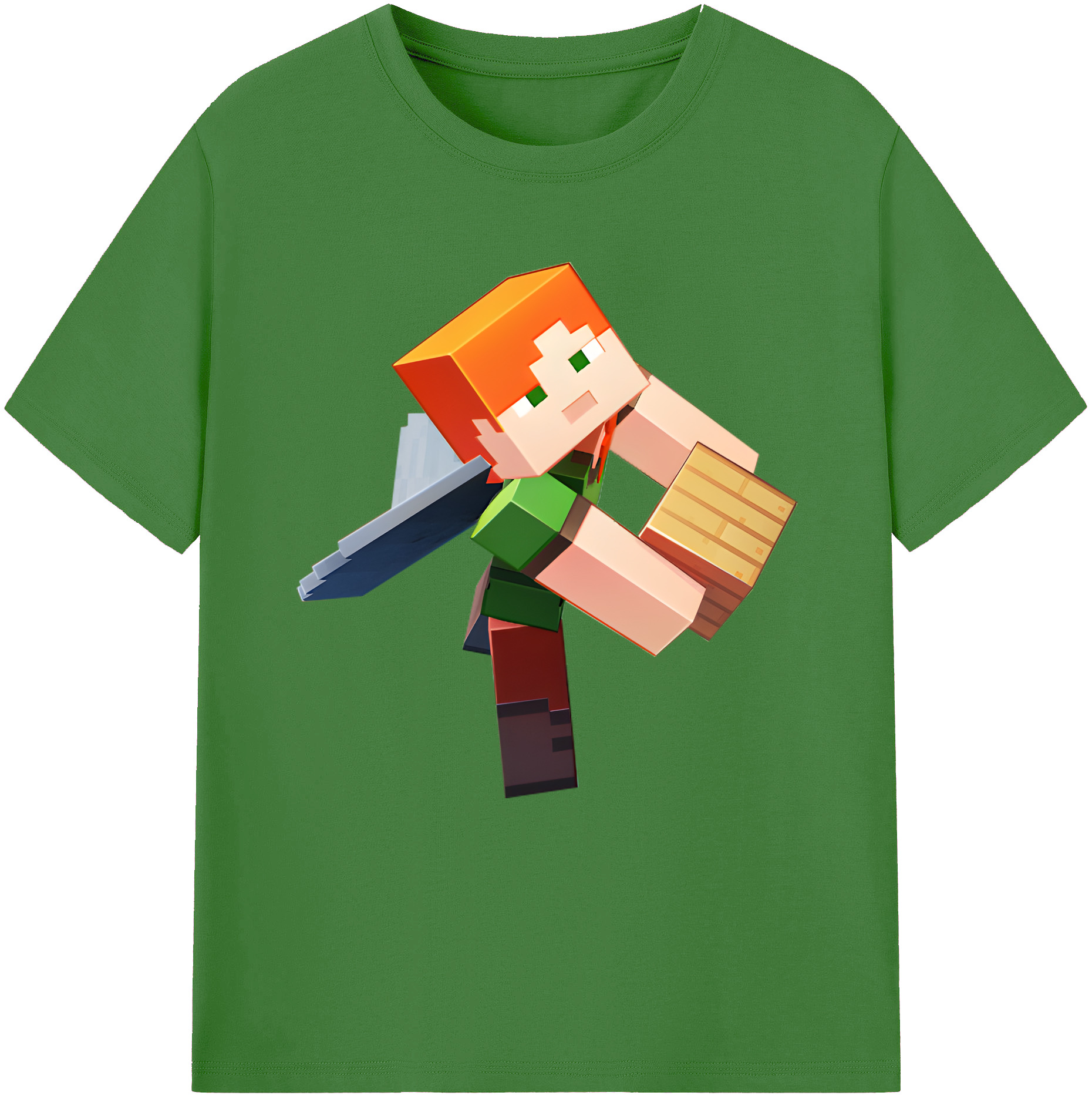 （画像用） マインクラフト ブロックの世界 Minecraft MC Block world レディースカジュアルプリントTシャツ（綿100％）
